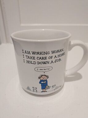 Vtg 1980s Barbara Dale Working Woman Coffee Mug Recycled Paper Products Japan